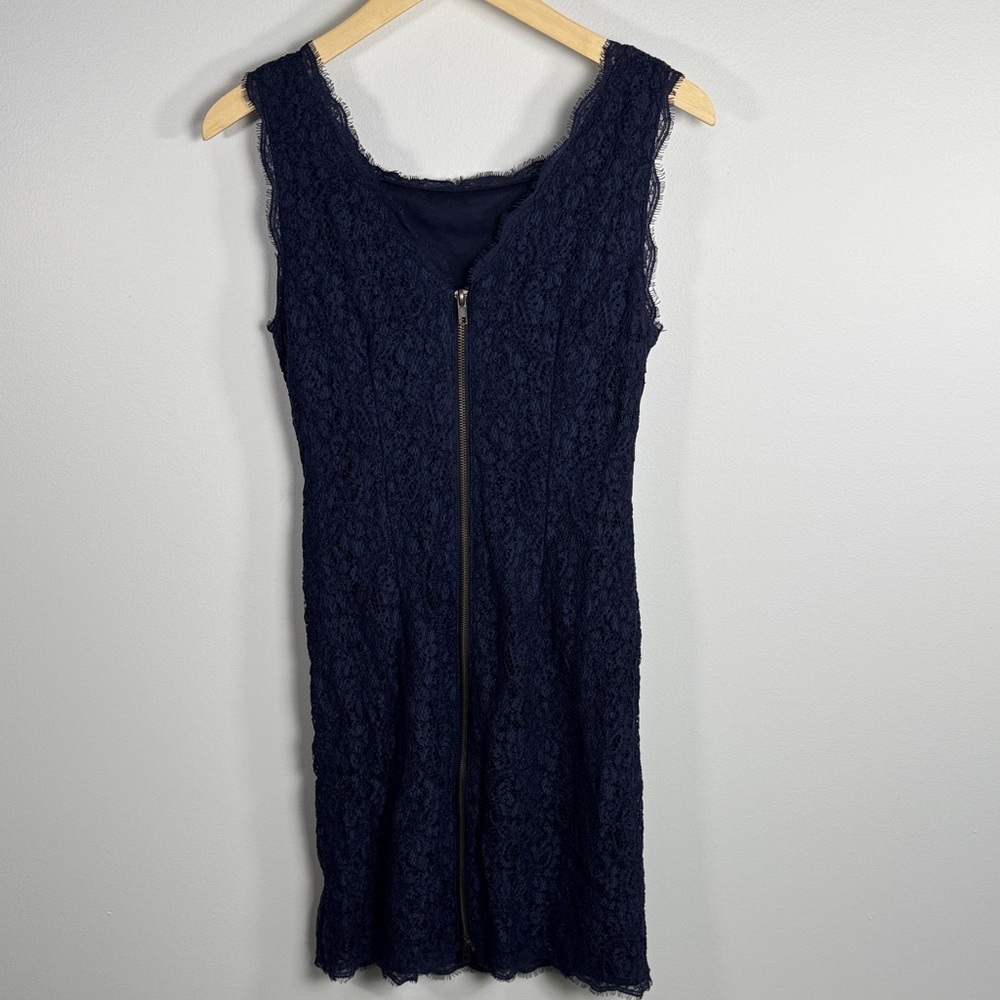Adrianna Papell Navy Blue Lace Sheath Dress Size 8 - Picture 5 of 7